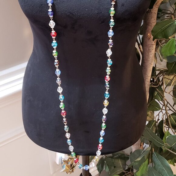 Womens Fashion Crystal Glass Bead Necklace Double Strand with Lobster Clasp - Picture 2 of 9